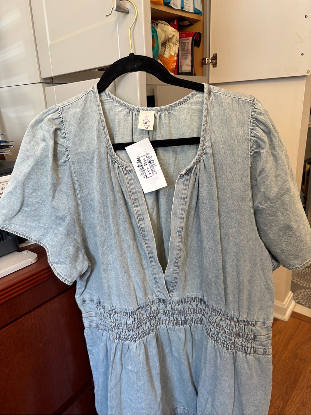 Like LOVE light Wash Denim Midi Dress